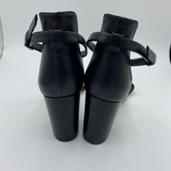 NEW Vince Camuto Black Leather Beah Heeled Sandals - Picture 4 of 7
